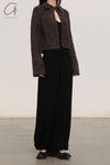 SWAYING/KNIT velvet small lapel jacket SW23AW1T72 coffee